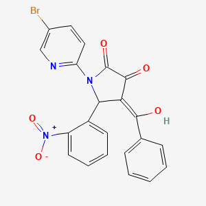 molecular formula C22H14BrN3O5 B3917993 4-benzoyl-1-(5-bromo-2-pyridinyl)-3-hydroxy-5-(2-nitrophenyl)-1,5-dihydro-2H-pyrrol-2-one 