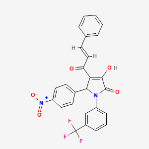 molecular formula C26H17F3N2O5 B3917997 4-cinnamoyl-3-hydroxy-5-(4-nitrophenyl)-1-[3-(trifluoromethyl)phenyl]-1,5-dihydro-2H-pyrrol-2-one 