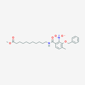 molecular formula C27H36N2O6 B391801 Methyl 11-({3-(benzyloxy)-2-nitro-4-methylbenzoyl}amino)undecanoate 
