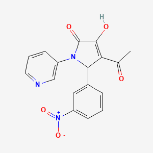 molecular formula C17H13N3O5 B3918012 4-acetyl-3-hydroxy-5-(3-nitrophenyl)-1-(3-pyridinyl)-1,5-dihydro-2H-pyrrol-2-one 