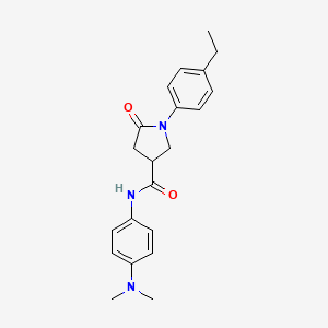 molecular formula C21H25N3O2 B3918017 N-[4-(dimethylamino)phenyl]-1-(4-ethylphenyl)-5-oxo-3-pyrrolidinecarboxamide 