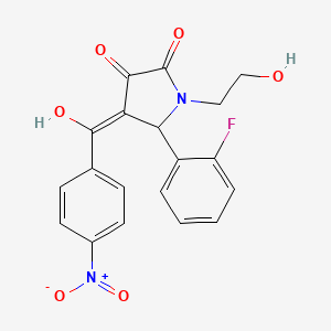 molecular formula C19H15FN2O6 B3918040 5-(2-fluorophenyl)-3-hydroxy-1-(2-hydroxyethyl)-4-(4-nitrobenzoyl)-1,5-dihydro-2H-pyrrol-2-one 