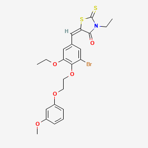 molecular formula C23H24BrNO5S2 B3918054 5-{3-bromo-5-ethoxy-4-[2-(3-methoxyphenoxy)ethoxy]benzylidene}-3-ethyl-2-thioxo-1,3-thiazolidin-4-one 