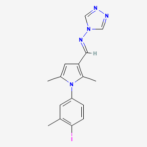molecular formula C16H16IN5 B3918064 N-{[1-(4-iodo-3-methylphenyl)-2,5-dimethyl-1H-pyrrol-3-yl]methylene}-4H-1,2,4-triazol-4-amine 