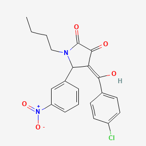 molecular formula C21H19ClN2O5 B3918092 1-butyl-4-(4-chlorobenzoyl)-3-hydroxy-5-(3-nitrophenyl)-1,5-dihydro-2H-pyrrol-2-one 