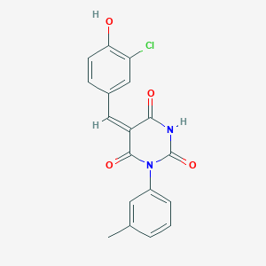 molecular formula C18H13ClN2O4 B3918113 5-(3-chloro-4-hydroxybenzylidene)-1-(3-methylphenyl)-2,4,6(1H,3H,5H)-pyrimidinetrione 