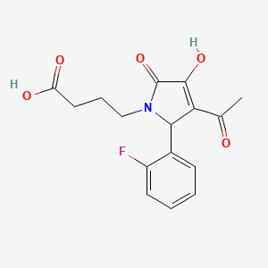 molecular formula C16H16FNO5 B3918130 4-[3-acetyl-2-(2-fluorophenyl)-4-hydroxy-5-oxo-2,5-dihydro-1H-pyrrol-1-yl]butanoic acid 