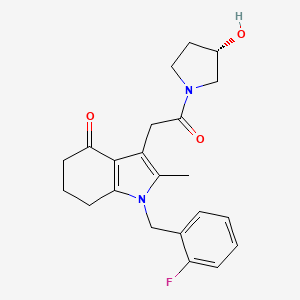 molecular formula C22H25FN2O3 B3918134 1-(2-fluorobenzyl)-3-{2-[(3S)-3-hydroxy-1-pyrrolidinyl]-2-oxoethyl}-2-methyl-1,5,6,7-tetrahydro-4H-indol-4-one 