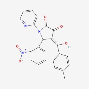 molecular formula C23H17N3O5 B3918148 3-hydroxy-4-(4-methylbenzoyl)-5-(2-nitrophenyl)-1-(2-pyridinyl)-1,5-dihydro-2H-pyrrol-2-one 