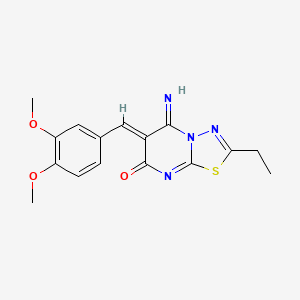 molecular formula C16H16N4O3S B3918155 6-(3,4-dimethoxybenzylidene)-2-ethyl-5-imino-5,6-dihydro-7H-[1,3,4]thiadiazolo[3,2-a]pyrimidin-7-one 