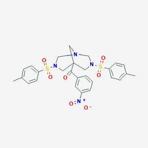 molecular formula C27H28N4O7S2 B391819 {3,7-Bis[(4-methylphenyl)sulfonyl]-1,3,7-triazabicyclo[3.3.1]non-5-yl}{3-nitrophenyl}methanone 