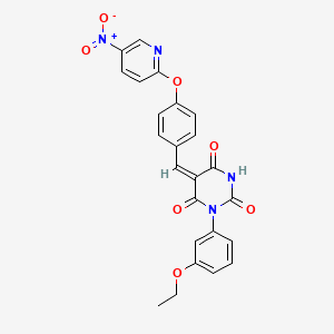 molecular formula C24H18N4O7 B3918194 1-(3-ethoxyphenyl)-5-{4-[(5-nitro-2-pyridinyl)oxy]benzylidene}-2,4,6(1H,3H,5H)-pyrimidinetrione 