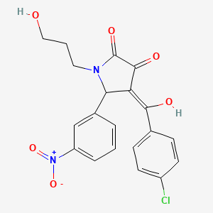 molecular formula C20H17ClN2O6 B3918222 4-(4-chlorobenzoyl)-3-hydroxy-1-(3-hydroxypropyl)-5-(3-nitrophenyl)-1,5-dihydro-2H-pyrrol-2-one 