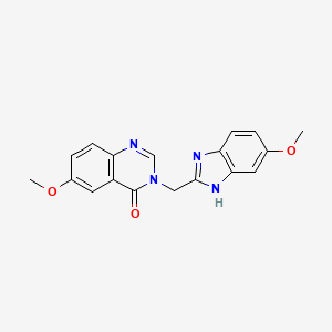 molecular formula C18H16N4O3 B3918232 6-methoxy-3-[(6-methoxy-1H-benzimidazol-2-yl)methyl]quinazolin-4(3H)-one 