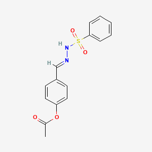 molecular formula C15H14N2O4S B3918246 4-[2-(phenylsulfonyl)carbonohydrazonoyl]phenyl acetate 