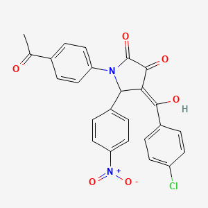 molecular formula C25H17ClN2O6 B3918270 1-(4-acetylphenyl)-4-(4-chlorobenzoyl)-3-hydroxy-5-(4-nitrophenyl)-1,5-dihydro-2H-pyrrol-2-one 