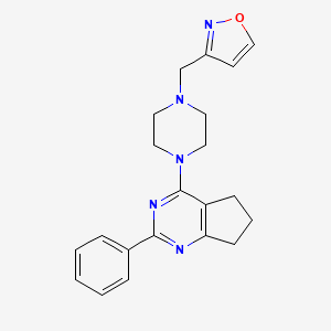 molecular formula C21H23N5O B3918277 4-[4-(3-isoxazolylmethyl)-1-piperazinyl]-2-phenyl-6,7-dihydro-5H-cyclopenta[d]pyrimidine 