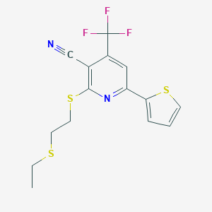 molecular formula C15H13F3N2S3 B391828 2-{[2-(Ethylsulfanyl)ethyl]sulfanyl}-6-(2-thienyl)-4-(trifluoromethyl)nicotinonitrile 