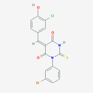 molecular formula C17H10BrClN2O3S B3918293 1-(3-bromophenyl)-5-(3-chloro-4-hydroxybenzylidene)-2-thioxodihydro-4,6(1H,5H)-pyrimidinedione 