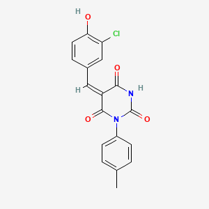 molecular formula C18H13ClN2O4 B3918299 5-(3-chloro-4-hydroxybenzylidene)-1-(4-methylphenyl)-2,4,6(1H,3H,5H)-pyrimidinetrione 