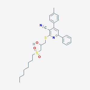 molecular formula C30H36N2O3S2 B391832 2-{[2-Hydroxy-3-(octylsulfonyl)propyl]sulfanyl}-4-(4-methylphenyl)-6-phenylnicotinonitrile 