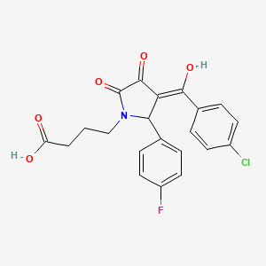 molecular formula C21H17ClFNO5 B3918336 4-[3-(4-chlorobenzoyl)-2-(4-fluorophenyl)-4-hydroxy-5-oxo-2,5-dihydro-1H-pyrrol-1-yl]butanoic acid 