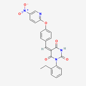 molecular formula C24H18N4O6 B3918383 1-(2-ethylphenyl)-5-{4-[(5-nitro-2-pyridinyl)oxy]benzylidene}-2,4,6(1H,3H,5H)-pyrimidinetrione 