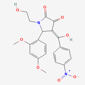 molecular formula C21H20N2O8 B3918387 5-(2,4-dimethoxyphenyl)-3-hydroxy-1-(2-hydroxyethyl)-4-(4-nitrobenzoyl)-1,5-dihydro-2H-pyrrol-2-one 