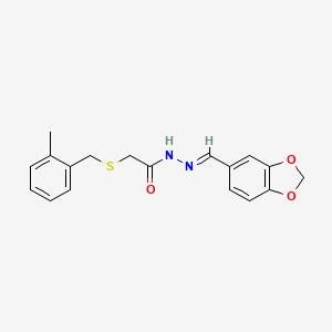 molecular formula C18H18N2O3S B3918390 N'-(1,3-benzodioxol-5-ylmethylene)-2-[(2-methylbenzyl)thio]acetohydrazide 