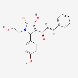molecular formula C22H21NO5 B3918404 4-cinnamoyl-3-hydroxy-1-(2-hydroxyethyl)-5-(4-methoxyphenyl)-1,5-dihydro-2H-pyrrol-2-one 