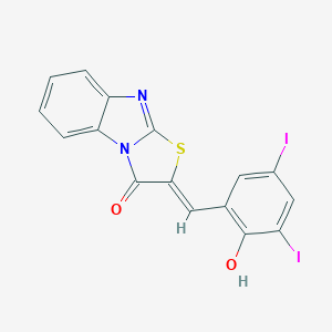 molecular formula C16H8I2N2O2S B391842 2-(2-hydroxy-3,5-diiodobenzylidene)[1,3]thiazolo[3,2-a]benzimidazol-3(2H)-one 