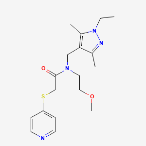 molecular formula C18H26N4O2S B3918423 N-[(1-ethyl-3,5-dimethyl-1H-pyrazol-4-yl)methyl]-N-(2-methoxyethyl)-2-(pyridin-4-ylthio)acetamide 