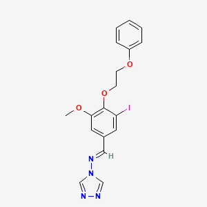 molecular formula C18H17IN4O3 B3918446 N-[3-iodo-5-methoxy-4-(2-phenoxyethoxy)benzylidene]-4H-1,2,4-triazol-4-amine 