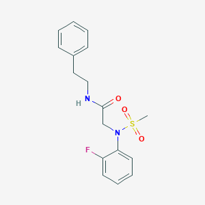 molecular formula C17H19FN2O3S B3918504 N~2~-(2-fluorophenyl)-N~2~-(methylsulfonyl)-N~1~-(2-phenylethyl)glycinamide 
