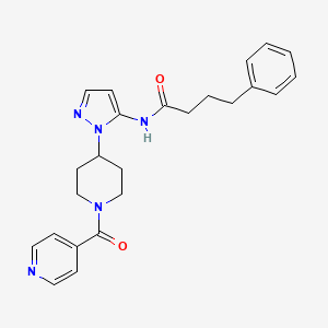 molecular formula C24H27N5O2 B3918510 N-[1-(1-isonicotinoyl-4-piperidinyl)-1H-pyrazol-5-yl]-4-phenylbutanamide 