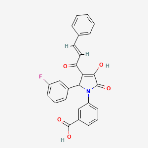 molecular formula C26H18FNO5 B3918516 3-[3-cinnamoyl-2-(3-fluorophenyl)-4-hydroxy-5-oxo-2,5-dihydro-1H-pyrrol-1-yl]benzoic acid 