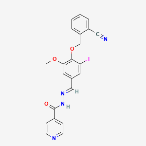 molecular formula C22H17IN4O3 B3918526 N'-{4-[(2-cyanobenzyl)oxy]-3-iodo-5-methoxybenzylidene}isonicotinohydrazide 
