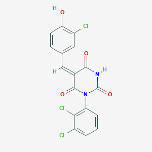 molecular formula C17H9Cl3N2O4 B3918569 5-(3-chloro-4-hydroxybenzylidene)-1-(2,3-dichlorophenyl)-2,4,6(1H,3H,5H)-pyrimidinetrione 