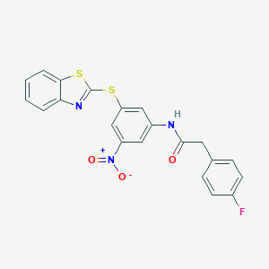 N-[3-(1,3-benzothiazol-2-ylsulfanyl)-5-nitrophenyl]-2-(4-fluorophenyl)acetamide