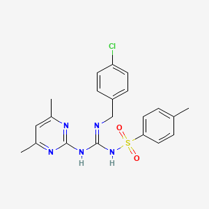 molecular formula C21H22ClN5O2S B3918596 N-{[(4-chlorobenzyl)amino][(4,6-dimethyl-2-pyrimidinyl)amino]methylene}-4-methylbenzenesulfonamide 