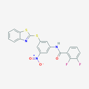 molecular formula C20H11F2N3O3S2 B391860 N-[3-(Benzothiazol-2-ylsulfanyl)-5-nitro-phenyl]-2,3-difluoro-benzamide 