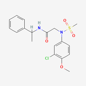 molecular formula C18H21ClN2O4S B3918603 N~2~-(3-chloro-4-methoxyphenyl)-N~2~-(methylsulfonyl)-N~1~-(1-phenylethyl)glycinamide 