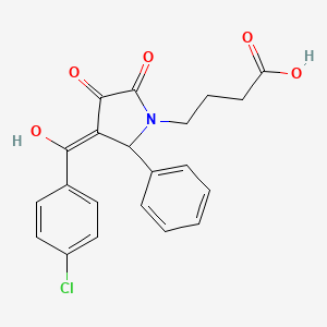 molecular formula C21H18ClNO5 B3918634 4-[3-(4-chlorobenzoyl)-4-hydroxy-5-oxo-2-phenyl-2,5-dihydro-1H-pyrrol-1-yl]butanoic acid 