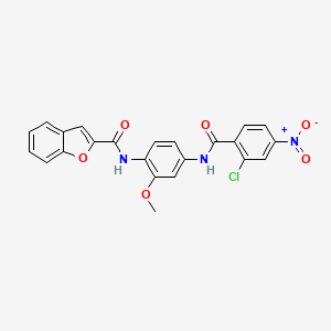 molecular formula C23H16ClN3O6 B3918637 N-{4-[(2-chloro-4-nitrobenzoyl)amino]-2-methoxyphenyl}-1-benzofuran-2-carboxamide 
