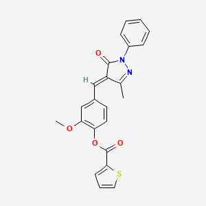 molecular formula C23H18N2O4S B3918651 2-methoxy-4-[(3-methyl-5-oxo-1-phenyl-1,5-dihydro-4H-pyrazol-4-ylidene)methyl]phenyl 2-thiophenecarboxylate CAS No. 6191-79-3