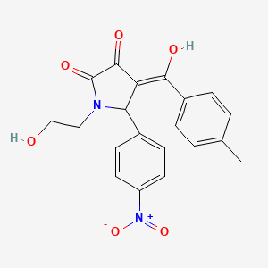 molecular formula C20H18N2O6 B3918657 3-hydroxy-1-(2-hydroxyethyl)-4-(4-methylbenzoyl)-5-(4-nitrophenyl)-1,5-dihydro-2H-pyrrol-2-one 