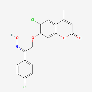 molecular formula C18H13Cl2NO4 B3918667 6-chloro-7-[2-(4-chlorophenyl)-2-(hydroxyimino)ethoxy]-4-methyl-2H-chromen-2-one 