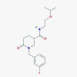 molecular formula C18H25FN2O3 B3918678 1-(3-fluorobenzyl)-N-(2-isopropoxyethyl)-6-oxo-3-piperidinecarboxamide 