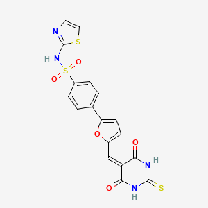 molecular formula C18H12N4O5S3 B3918684 4-{5-[(4,6-dioxo-2-thioxotetrahydro-5(2H)-pyrimidinylidene)methyl]-2-furyl}-N-1,3-thiazol-2-ylbenzenesulfonamide 