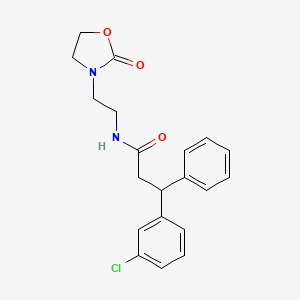 molecular formula C20H21ClN2O3 B3918735 3-(3-chlorophenyl)-N-[2-(2-oxo-1,3-oxazolidin-3-yl)ethyl]-3-phenylpropanamide 